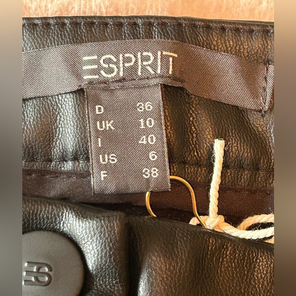 NWT Esprit Women’s Faux Leather Pants Size 6 Straight Leg Black Biker Rocker - Picture 5 of 11